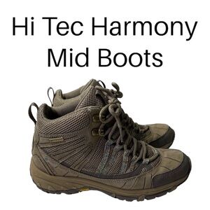 HI-TEC Harmony Tan Mid Boots Walking Outdoor Vibram Waterproof Womens Sz 7
